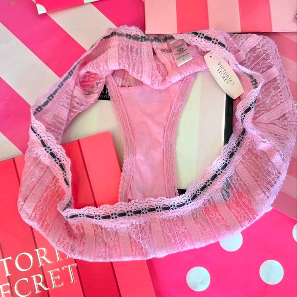 Victoria's Secret Vintage Pink Lace Hipster Cheeky Panty NWT Keyhole Bow HTF - Picture 7 of 12